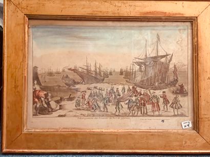 Grande gravure anglaise en couleurs, 