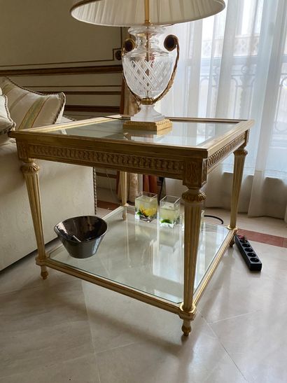 
Pair of rectangular sofa ends in white and...