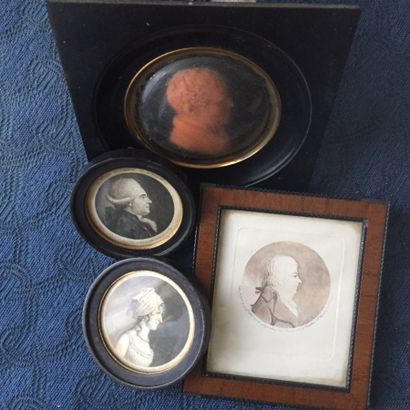 Three physiognotraces of a woman and two...
