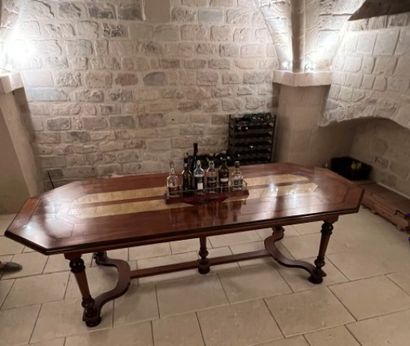 
Dining room table, marble inlay and two...