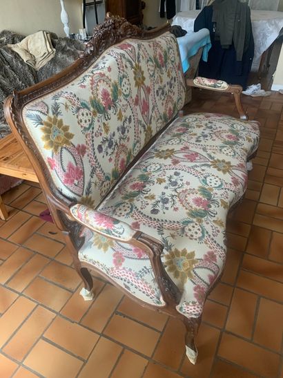 Three seater sofa of Louis XV style in natural...