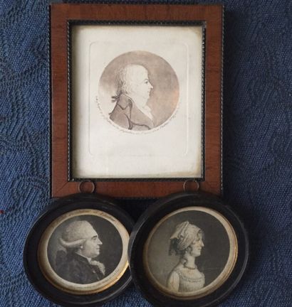 Three physiognotraces of a woman and two...