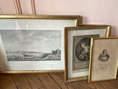 Lot de gravures et pièces encadrées