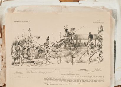 Lot de gravures et caricatures sur le thème...