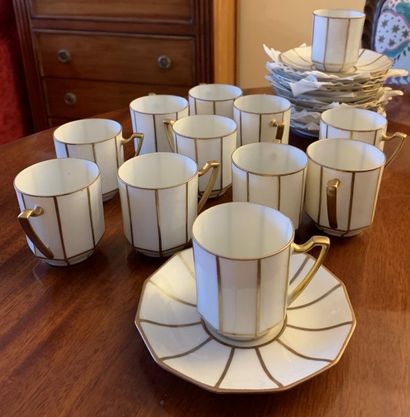 Coffee service in white and gold porcelain...