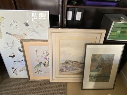 Lot of 4 miscellaneous framed pieces