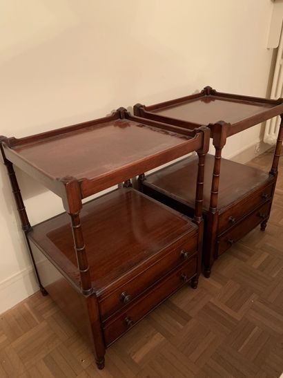 
Two square coffee tables in exotic wood...