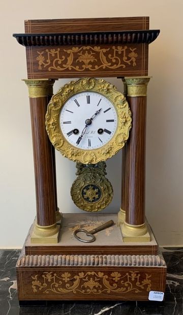 Restoration style column clock in veneer...