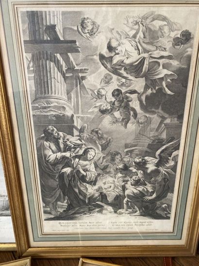 Lot de gravures et pièces encadrées