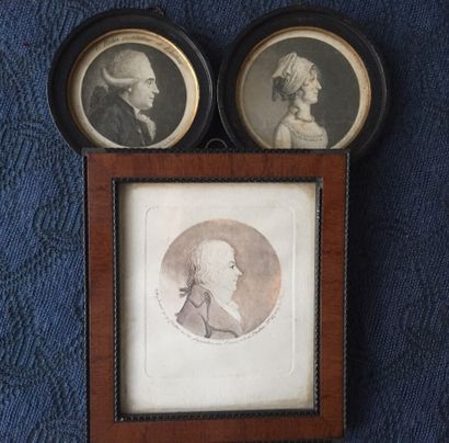 Three physiognotraces of a woman and two...