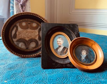 Two miniatures representing, one a young...