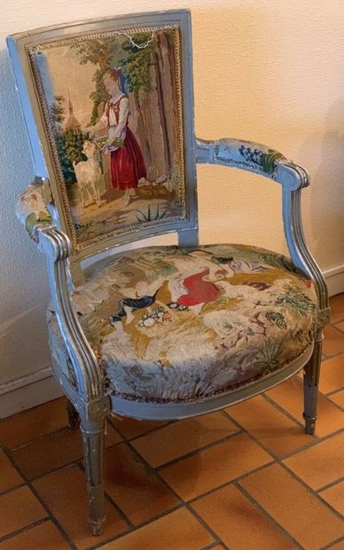 
Louis XVI style cabriolet armchair upholstered...