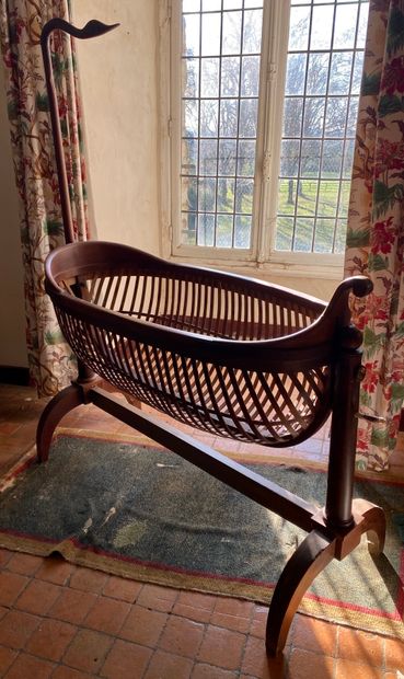 Mahogany and mahogany veneer cradle (missing...
