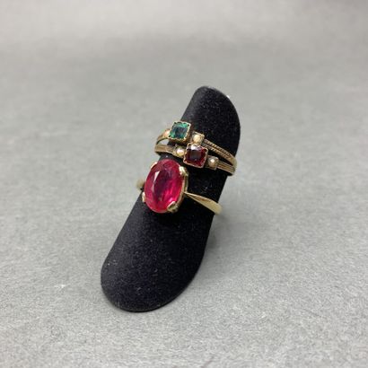 Lot of two rings in yellow gold 18 k (750...