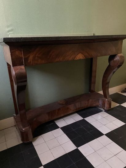Louis Philippe mahogany console with black...