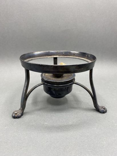 Tripod silver stove with claw feet 

Marked...