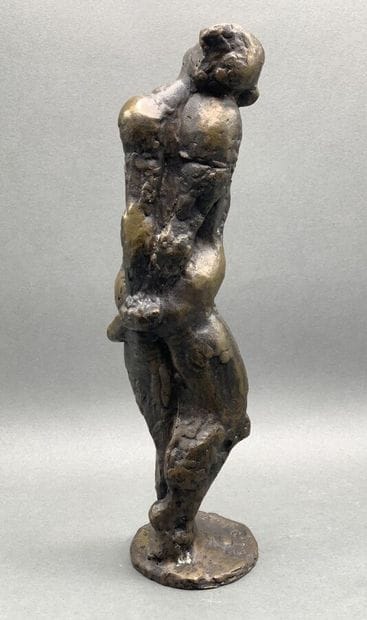 Bronze sculpture representing a clown. Traces...