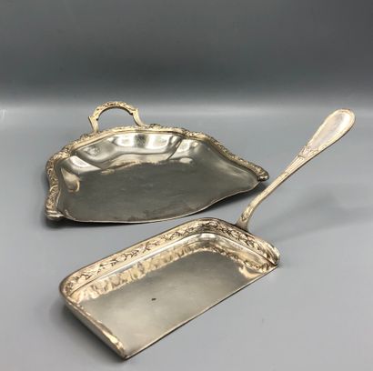 Two silver plated crumb trays