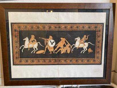 Frieze decorated with antique figures, soldiers...