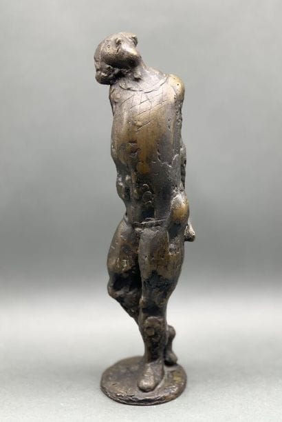 Bronze sculpture representing a clown. Traces...