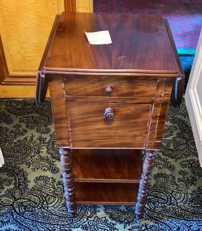 Mahogany bedside table, with two folding...