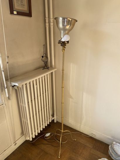 Floor lamp in gilded metal, 1950s (without...