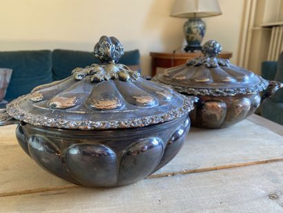 Two metal plated vegetable dishes with rich...