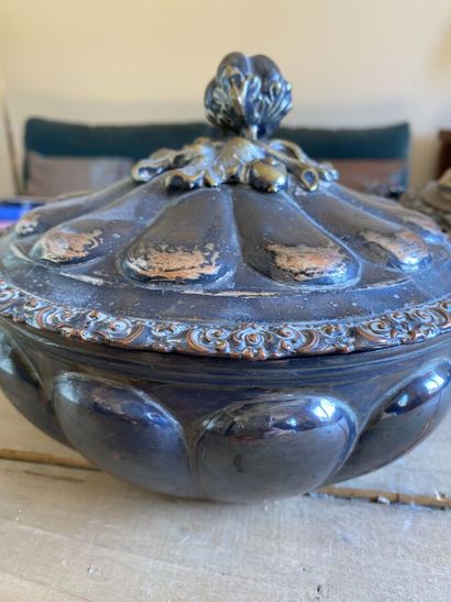 Two metal plated vegetable dishes with rich...