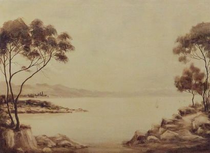 Lot d'huiles sur toile en camaïeu de bruns...