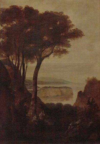 Lot d'huiles sur toile en camaïeu de bruns...