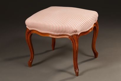 Tabouret carré de style Louis XV en bois...