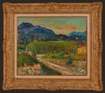 École Française du XXe siècle
Paysage provençal.
Huile...