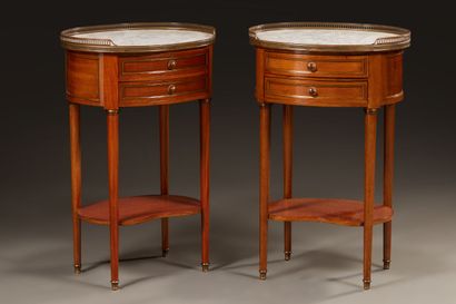 Paire de petites tables de chevet ovales...