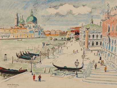 Yves Brayer (1907-1990). 
Venise, La douane...