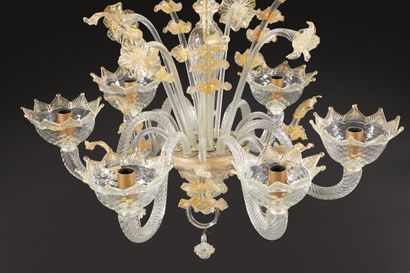 Lustre à six lumières en verre de Venise...