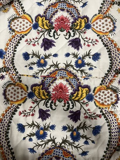 Dessus de lit en coton imprimé d'une indienne...