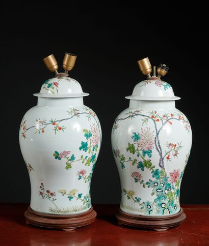 Paire de potiches en porcelaine de Chine...