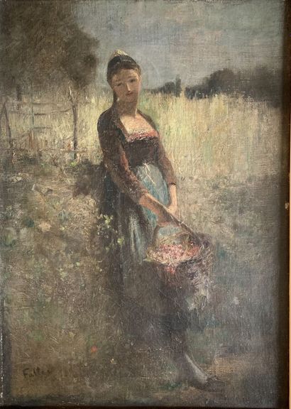 Ecole du XIXe siècle
Jeune paysanne au pannier...