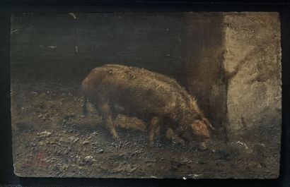Ecole du XIXe siècle
Cochon dans une basse...
