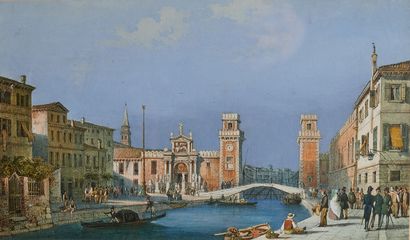 Ecole ITALIENNE du XIXe siècle
Vues de Venise
Deux...
