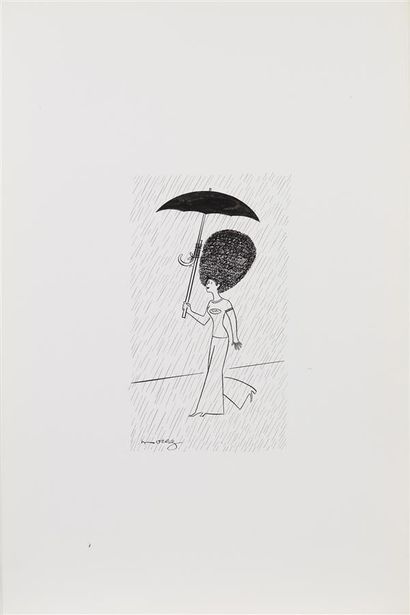 Henri MOREZ (1922-2017)
La coupe afro 
Encre...