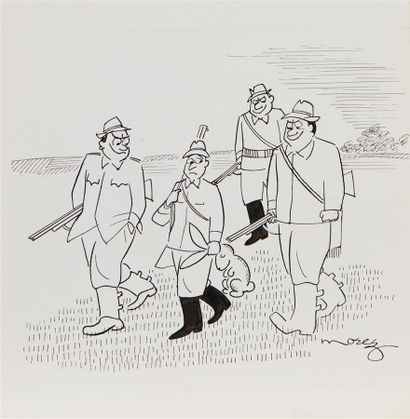 Henri MOREZ (1922-2017)
Les chasseurs
Encre...