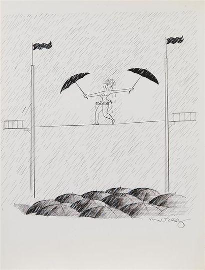 Henri MOREZ (1922-2017)
L'équilibriste 
Encre...