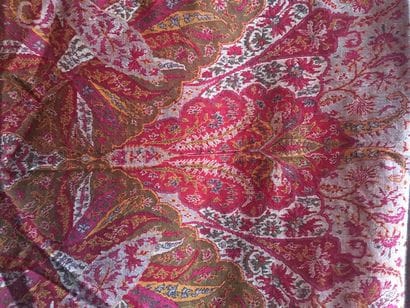 Square woolen shawl decorated with Cashmere...