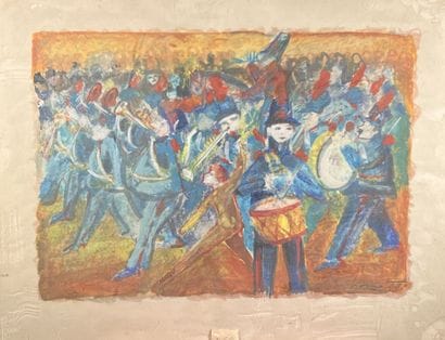 Jean CHARNOTET (1930-1978)
The brass band
Gouache,...