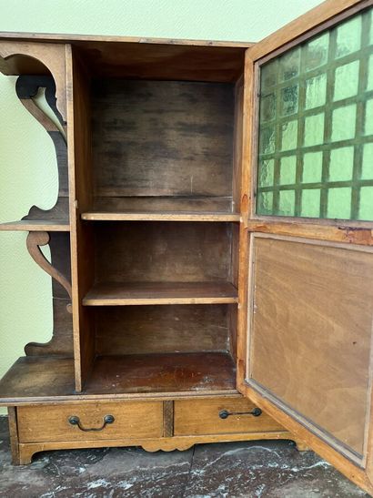 Natural wood child's miniature shelving unit...