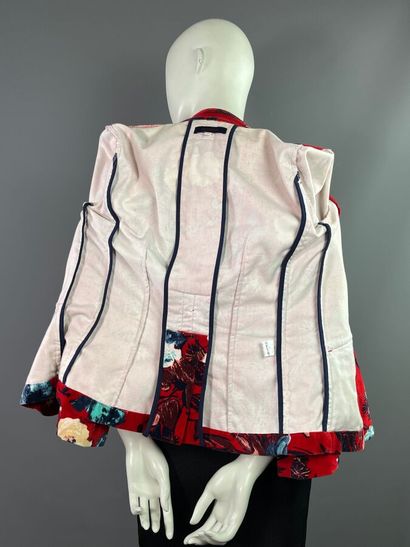 KENZO Jeans Veste en velours rouge fleuri...