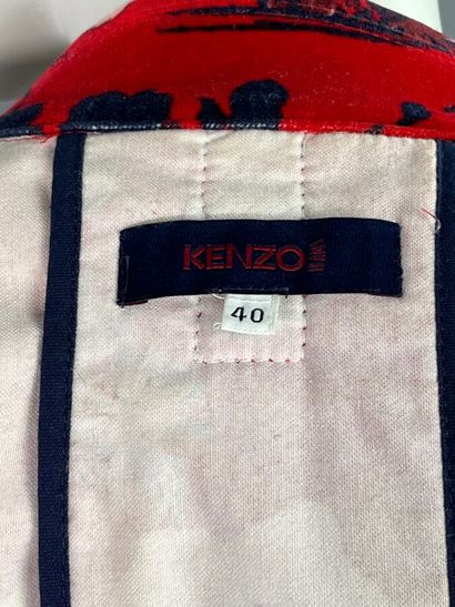 KENZO Jeans Veste en velours rouge fleuri...