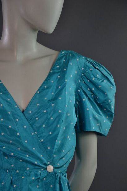 COURRÈGES PARIS Robe cocktail en soie bleu...