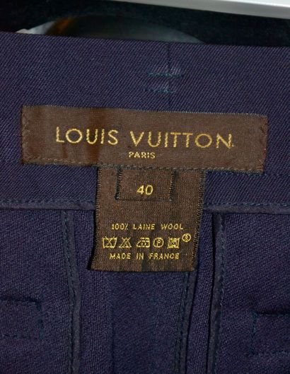 LOUIS VUITTON Jupe en laine bleu marine et...